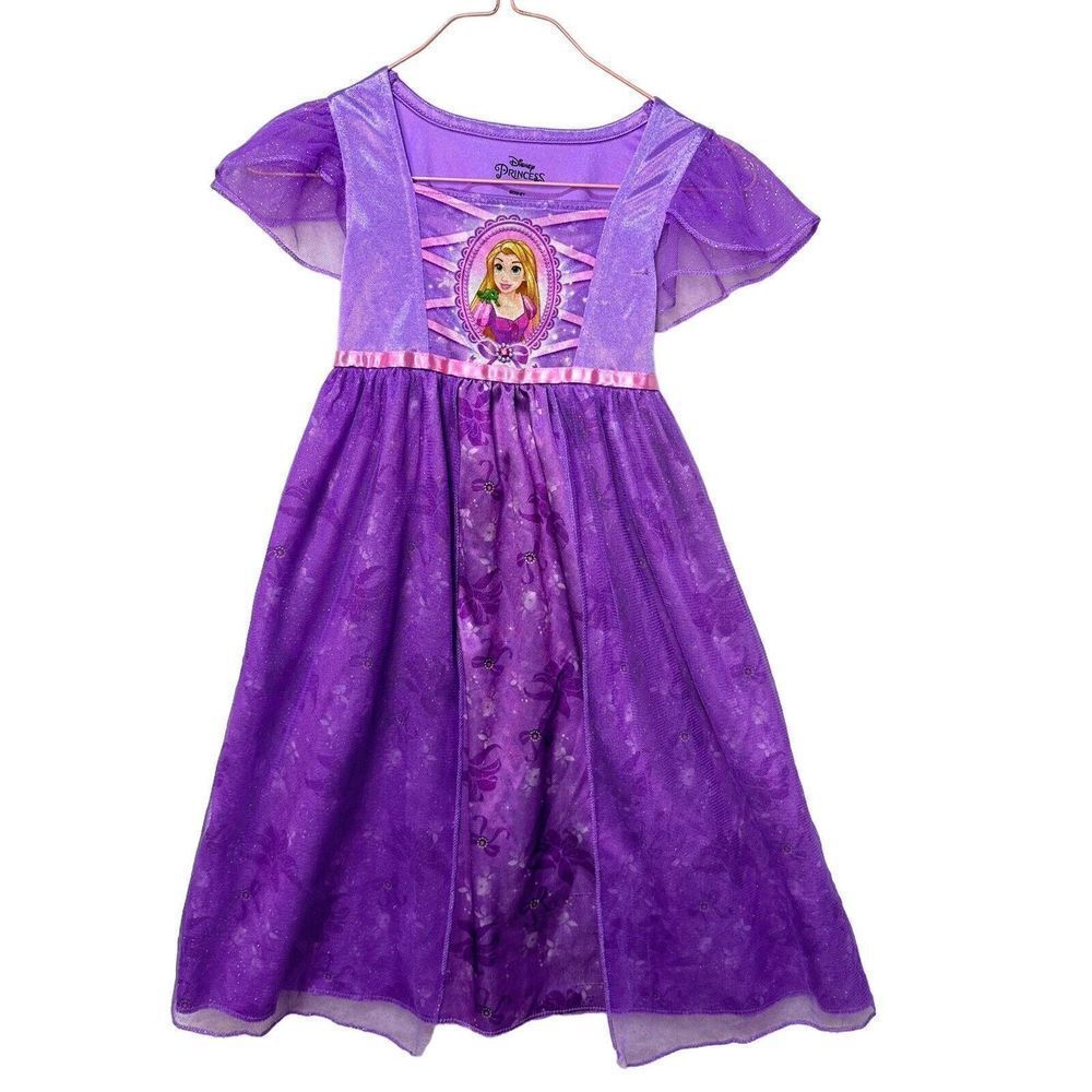 Disney Rapunzel Tangled Princess Sz 2t Nightgown Dress Purple Pink Frog Pajamas - Picture 1 of 5